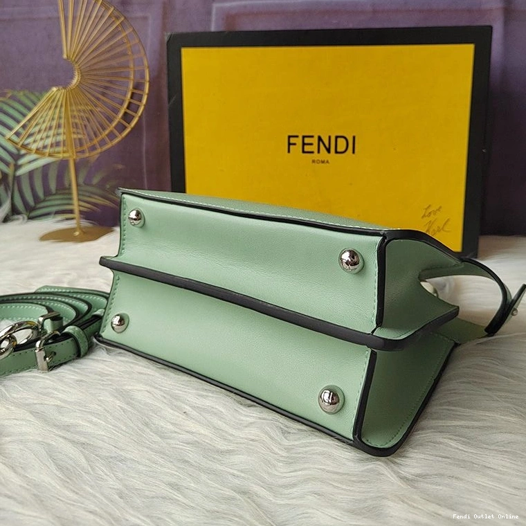 Affordable ISeeU In Nappa Peekaboo Fendi Leather Bag Petite Green 0718